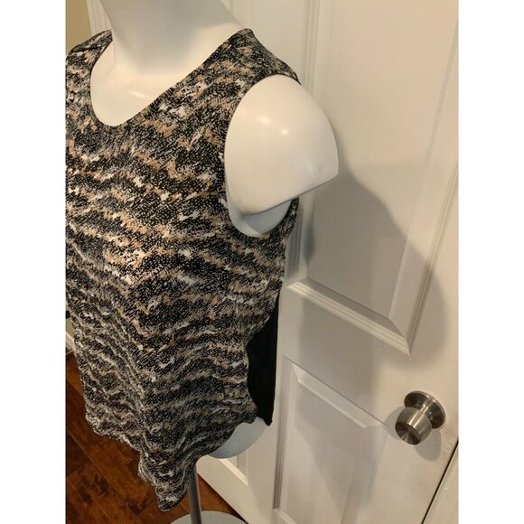 Rag & Bone Tan/Black/White Wavy Print Lightweight Tank Top, Size XS - Picture 2 of 5